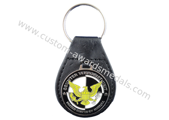 Promotional Gift Eagle Leather Keychain, Personalized Leather Keychains with Nickel Plating