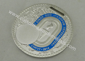 Gaz Pererabotka Custom Medal Awards Zinc Alloy Silver Plating 3.0 Inch Russia For Sport Meeting
