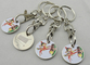 Die Stamping Iron Animal Trolley Coin, Shopping Trolley Token Keyring with Hook